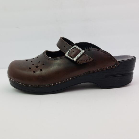 Dansko Merrie Womens Size Eu 38 US 7.5-8 Brown Leather Slip On Mule Clog Shoes - Picture 3 of 12